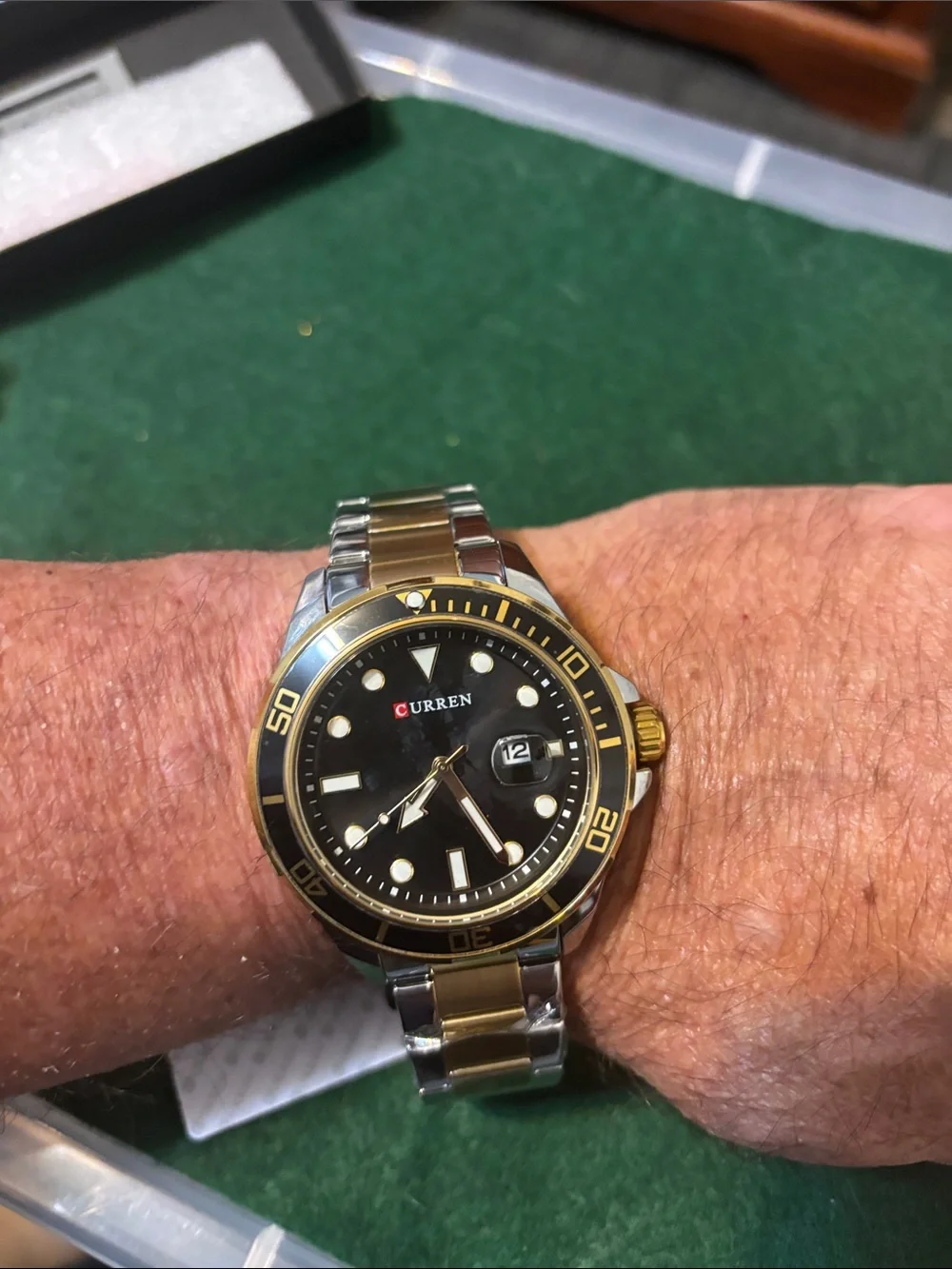 Men’s Two-Tone Black Dial Stainless Steel Watch